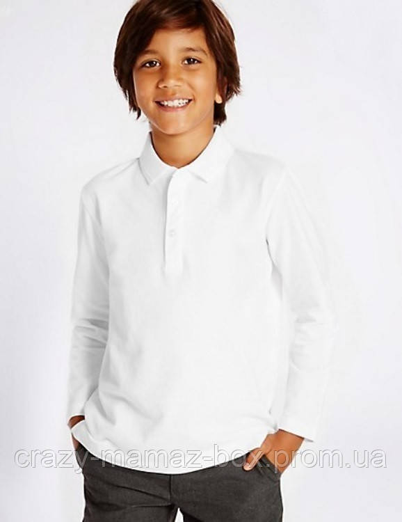 Шкільна сорочка поло з довгим рукавом George біла на хлопчика 14-15 років