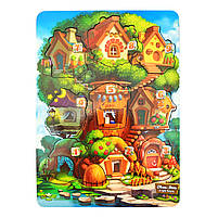 Гра пазл сортер вкладиш «Де чий будиночок на дереві?», Дерев'яна іграшка, Ань-Янь, 32 * 23 * 1 см, від 3 років, (ПСД172), фото 2