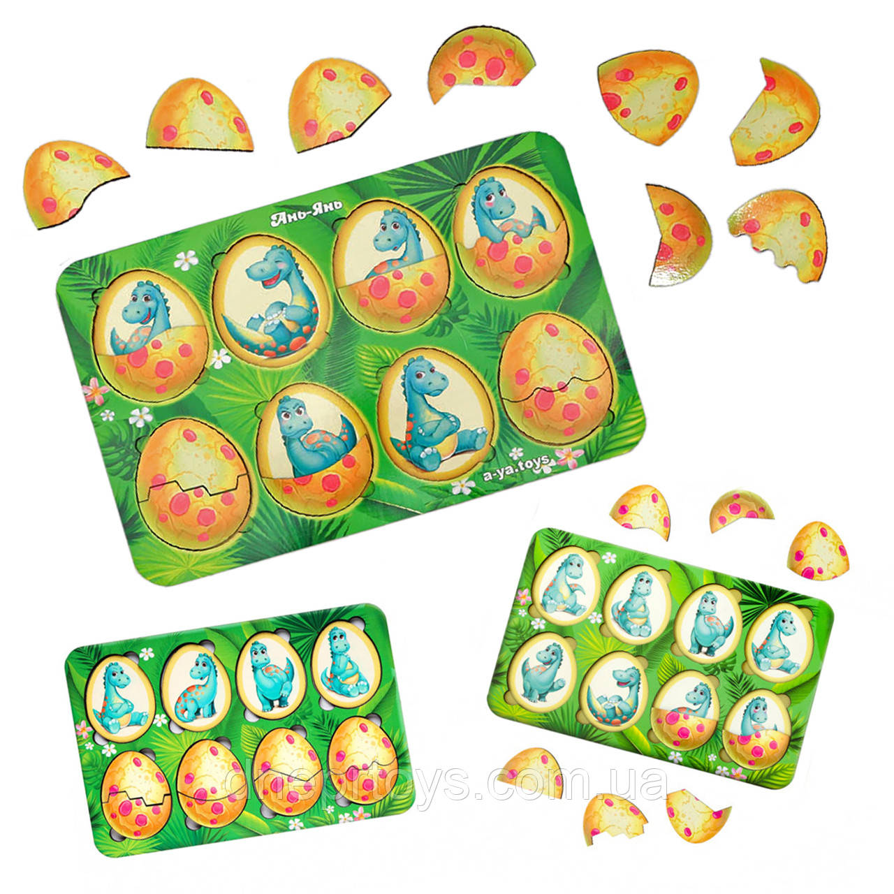 Гра пазл сортер вкладиш «Емоції динозаврика», дерев'яна іграшка, Ань-Янь, 32 * 23 * 1 см, від 3 років, (ПСД041), фото 1