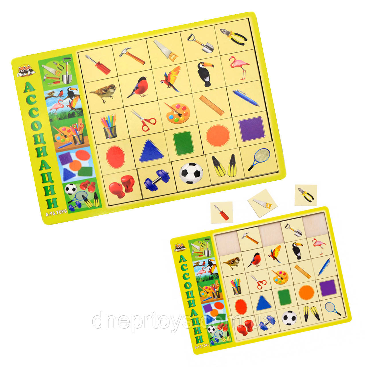 Гра сортер «Асоціації - 3», дерев'яна іграшка, пазли, вкладиш, Ань-Янь, 32 * 23 * 1 см, від 3 років, (ПСД100), фото 1