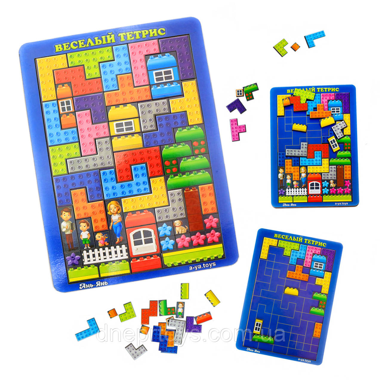 Гра тетріс «Конструктор», дерев'яна іграшка, пазл сортер вкладиш, Ань-Янь, 32 * 23 * 1 см, від 3 років, (ПСД161), фото 1