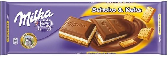 Шоколад молочный Milka Schoko & Keks (милка с печеньем и горьким шоколадом), 300 гр - фото 2 - id-p219397345