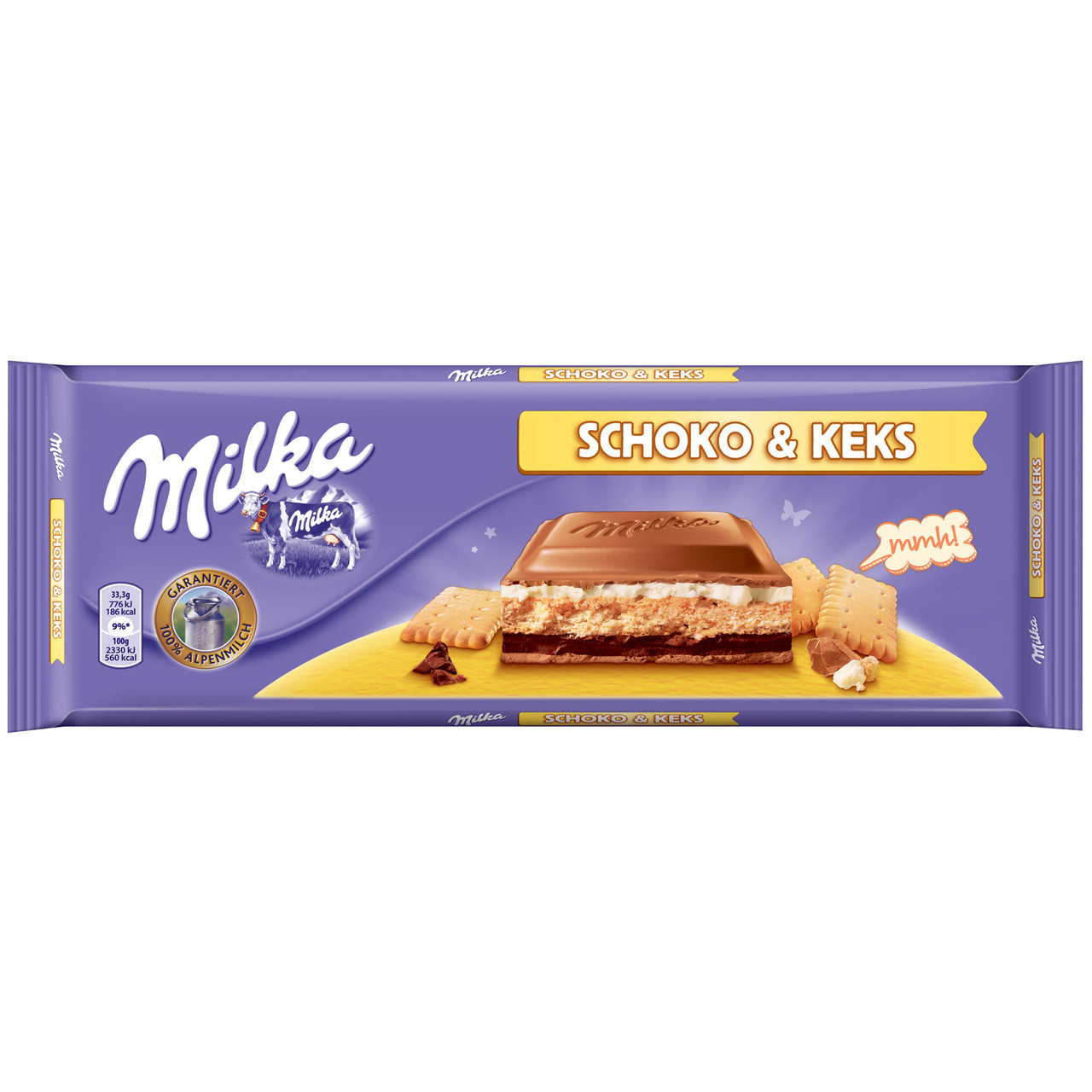 Шоколад молочний Milka Schoko & Keks (милка з печивом і гірким шоколадом), 300 г