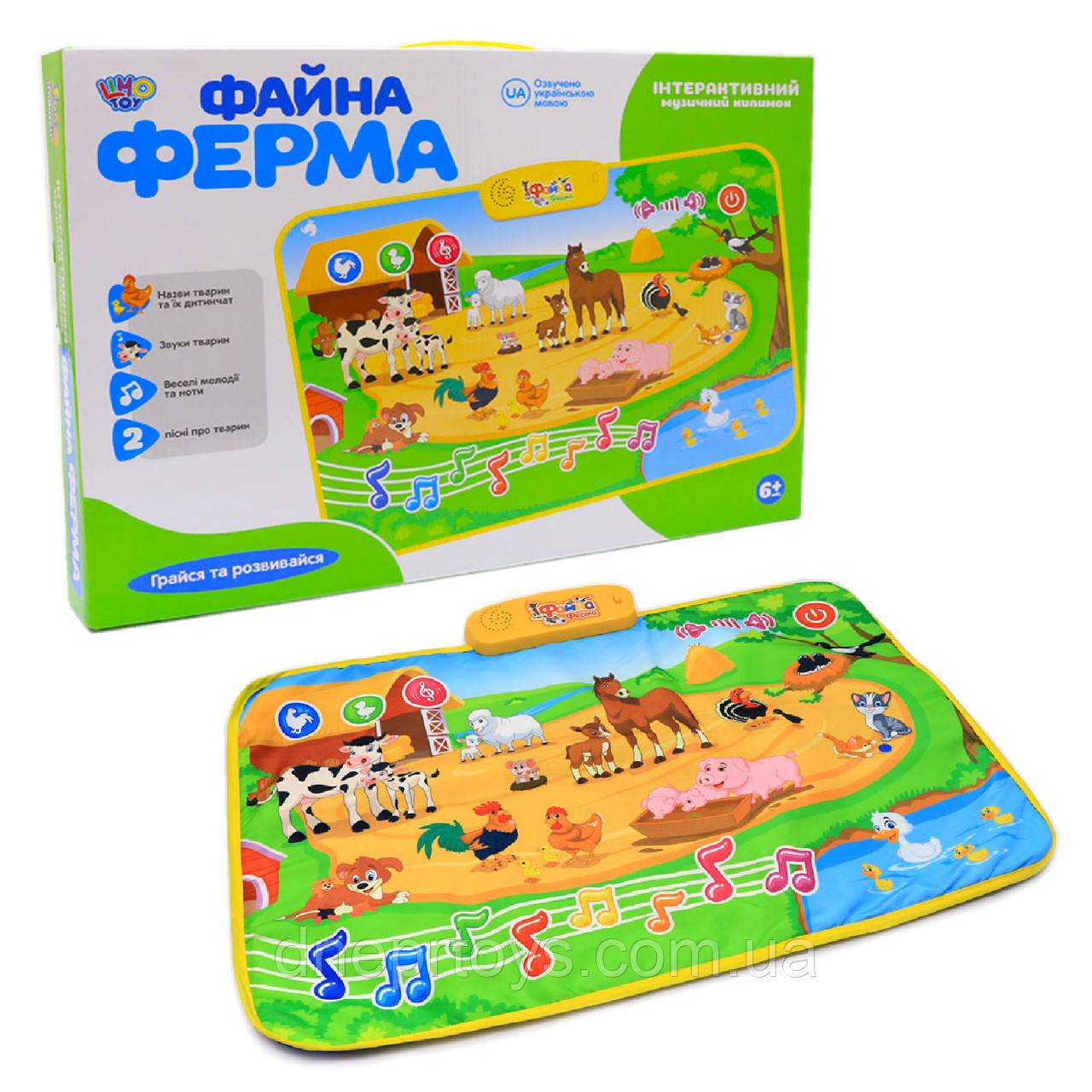 Інтерактивний музичний килимок «Файна ферма», Limo toy, українська мова, 6 міс., 73 * 54 * 1 см, (M3455)