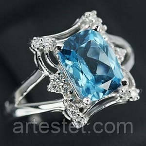 Кільце з топазом срібло 17.5p, фото 1