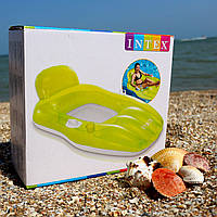 Надувне крісло шезлонг з ручками і підсклянником Intex, жовте, 163 * 104 см (56805), фото 5