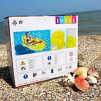 Надувне крісло шезлонг з ручками і підсклянником Intex, жовте, 163 * 104 см (56805), фото 7