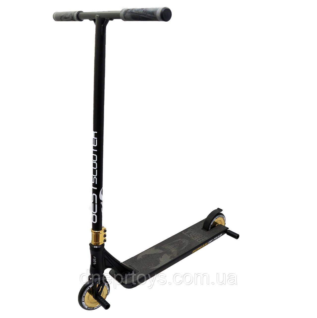 Трюкових самокат Best Scooter «Simbiote» Веном, HIC-система, пеги, золото, колеса 120мм PU, (71383), фото 1