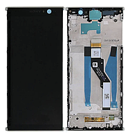 Дисплей (экран) для Sony H4413 Xperia XA2 Plus/H4493 + тачскрин, черный, с передней панелью золотистого цвета,
