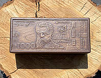 Деревянная купюрница для денег "1000 гривен" цвет шоколад