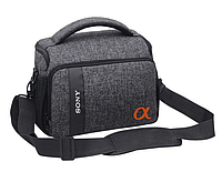 Фотосумка до фотоапарата Sony α + дощовик, протиударний чохол-сумка Соні альфа, колір сірий (код: F059SB1)