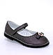 Нарядні туфлі для дівчаток темно сірого кольору на липучці, фото 2