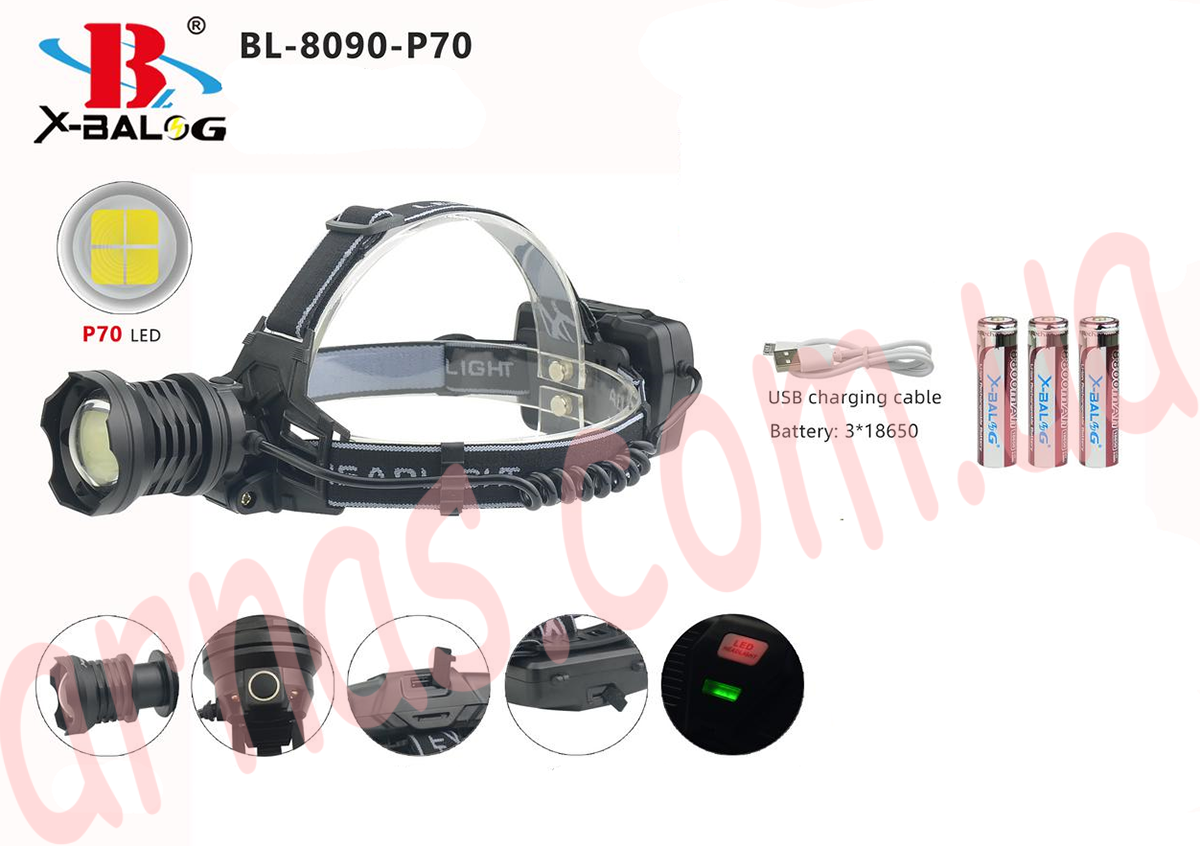 Аккумуляторный налобный фонарь BL-T32-P50