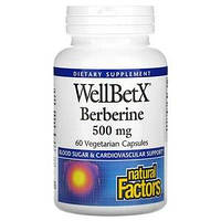 Американские биодобавки фитопрепараты для снижения сахара берберин 500 мг Natural Factors WellBetX, 60 капсул