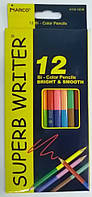 Олівці кольорові двосторонні 12 олівців 24 кольори Marco