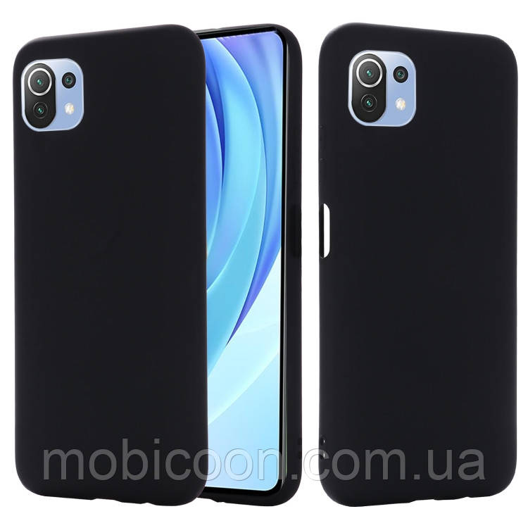 Чехол Silicone Case full для Xiaomi Mi 11 Lite Black, фото 1