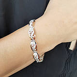 Красивий жіночий срібний браслет з золотими пластинами і фіанітами "Уляна", фото 3