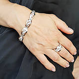 Красивий жіночий срібний браслет з золотими пластинами і фіанітами "Уляна", фото 4
