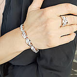 Красивий жіночий срібний браслет з золотими пластинами і фіанітами "Уляна", фото 5