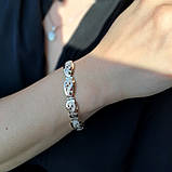 Красивий жіночий срібний браслет з золотими пластинами і фіанітами "Уляна", фото 6