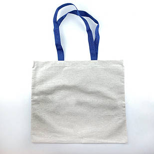 Еко-сумка для сублімації з світло-синіми ручками