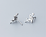 Сережки срібні Фламінго з серцем з каменів, милі дитячі сережки, срібло 925 проби, фото 6