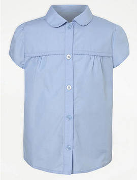 Блузка шкільна George блакитна з коротким рукавом для дівчинки 6-13 років
