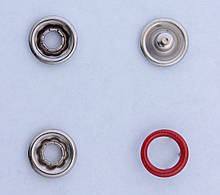 Кнопки на шипах 10 мм, Німеччина, колір Червоний-ободок, не іржавіють ціна за 1 шт.
