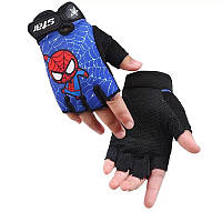 Перчатки велосипедные Sporty беспалые детские спортивные Spidey Blue