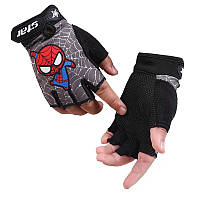 Перчатки велосипедные Sporty беспалые детские спортивные Spidey Gray