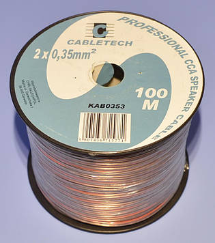 Кабель акуст. CCA прозорий 2х0,35мм кв. Cabletech KAB0353 бухта-100м