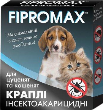 Каплі від бліх і кліщів для кошенят і цуценят вагою 1,5-4 кг FIPROMAX 2 шт/уп, фото 1