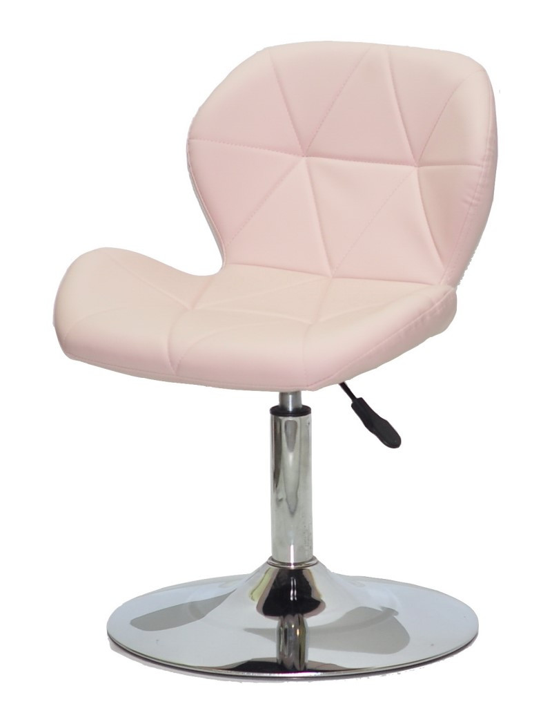 Стілець Invar CH-Base шкірзам рожевий 63 з регулюванням висоти, на круглій хромованій металевій опорі, фото 1