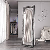 Зеркало в полный рост напольное 176х56 в широкой серебряной раме Black Mirror для дома в комнату прихожую