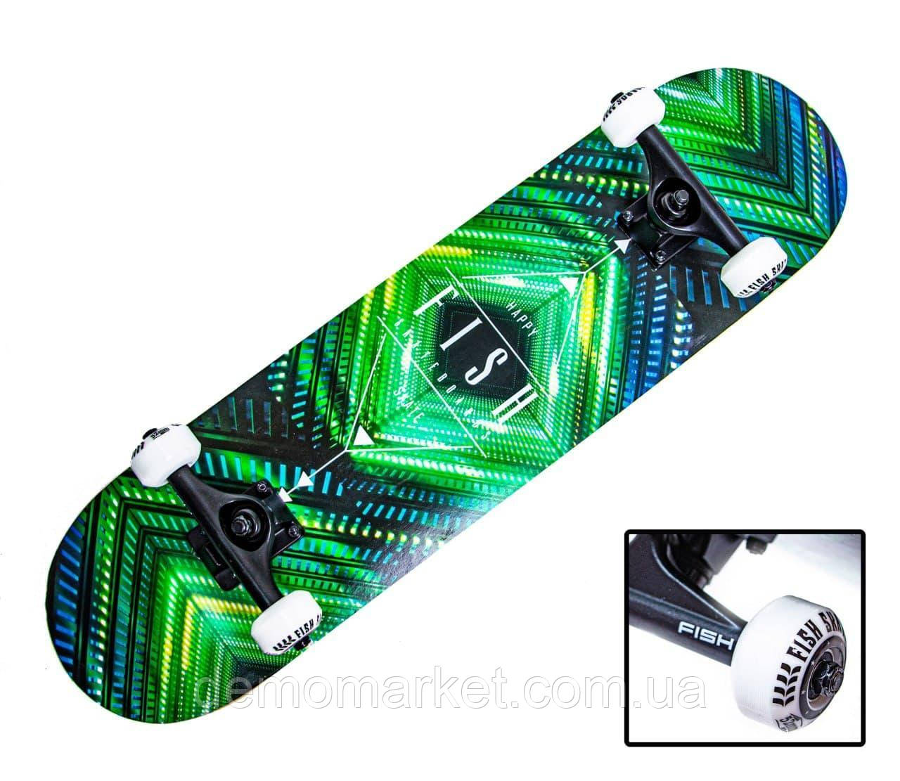 СкейтБорд Деревянный от Fish Skateboard "GREEN RHOMBUS" — Купить ...
