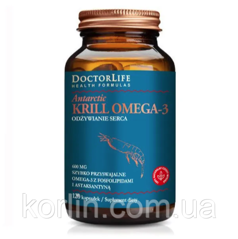 Олія Антарктичного Криля 600 мг 120 кап Doctor Life Antarctic Krill Omega-3 США Доставка з ЄС