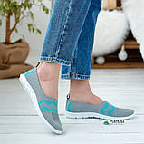 Сліпони жіночі мокасини на літо сіро-бірюзові текстильна сітка, фото 3