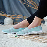 Сліпони жіночі мокасини на літо м'ятні сітка, фото 2