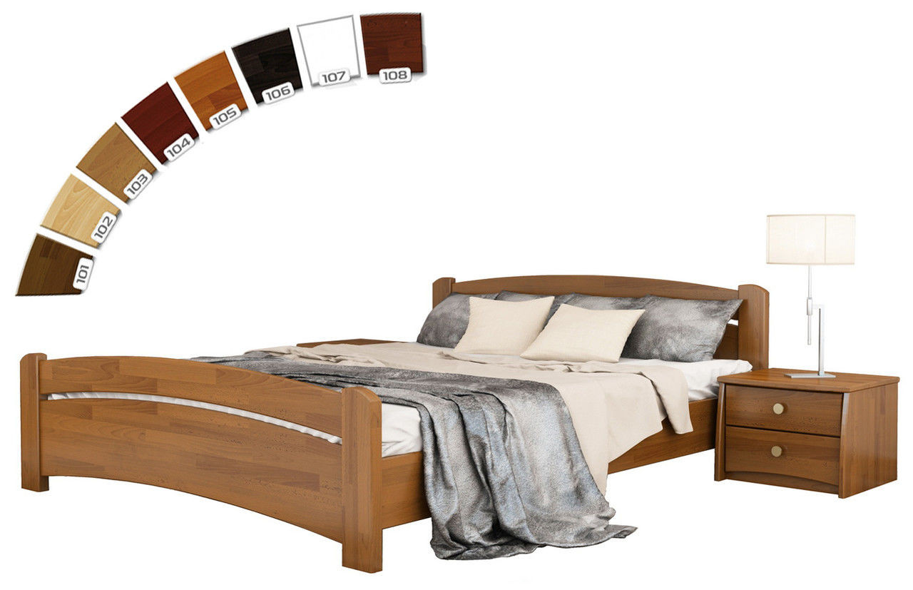 Ліжко півтораспальне в спальню, дитячу з натуральної деревини буку Венеція Естелла