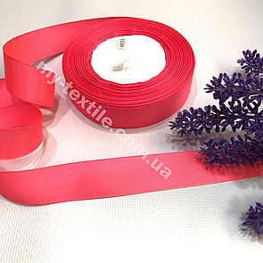 Репсова стрічка однотонна 2,5 см 23 м Неон рожевий