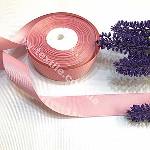 Репсова стрічка однотонна 2,5 см 23 м Ніжно рожевий