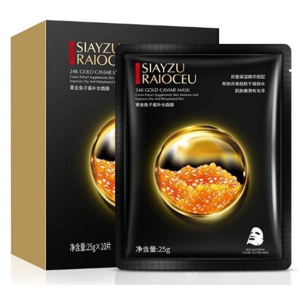 Тканинна маска для обличчя SIAYZU RAIOCEU 24K CОLD CAVIAR MASK з золотом і чорною ікрою 25 гр
