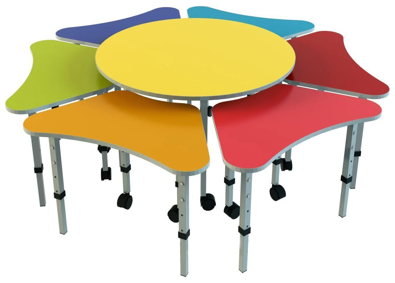 Комплект з 6 дитячих столів пелюсток + 1 стіл круглий Ромашка ST-057