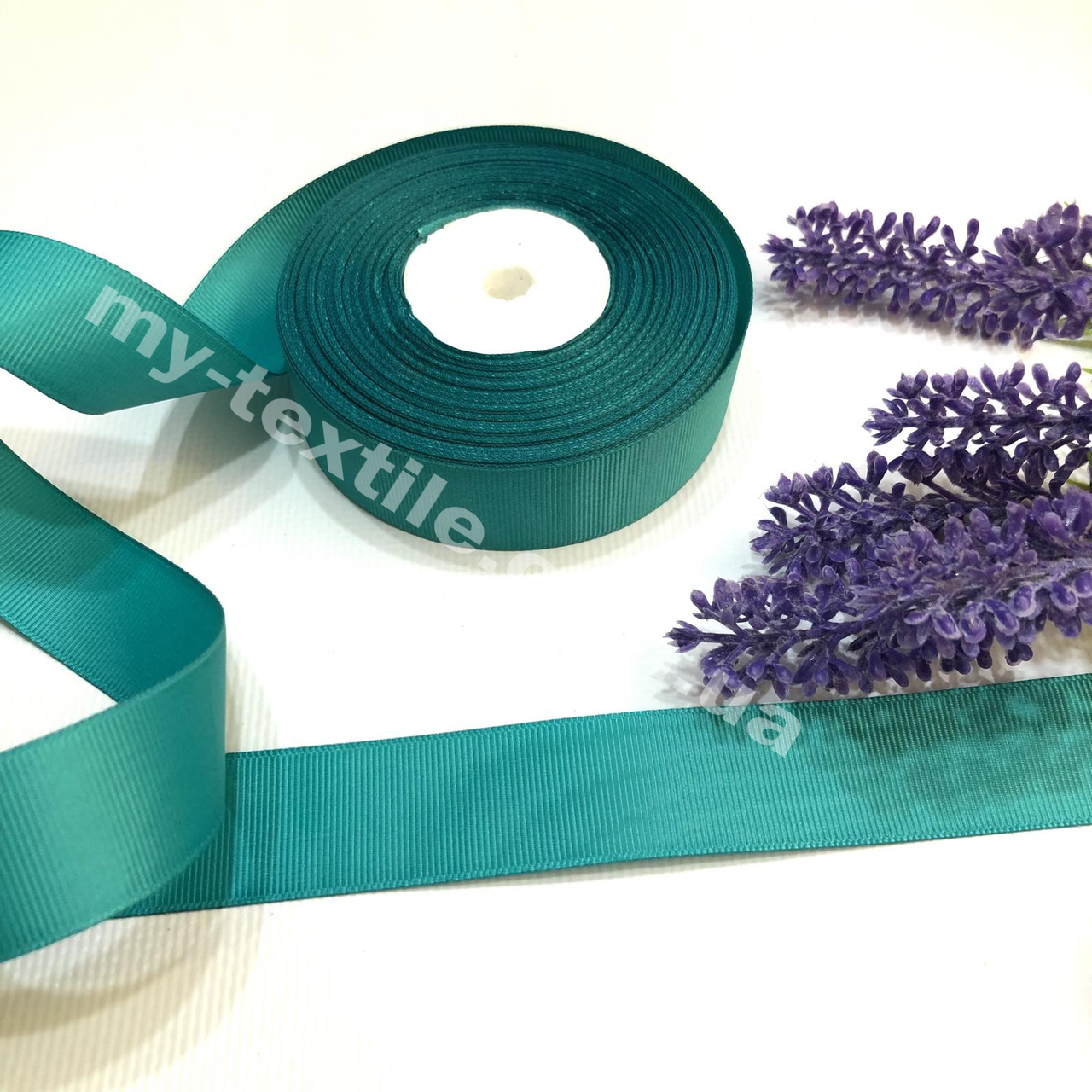 Репсова стрічка однотонна 2,5 см 23 м Бірюзовий, фото 1