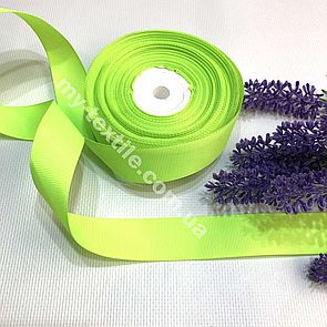 Репсова стрічка однотонна 2,5 см 23 м Салатовий