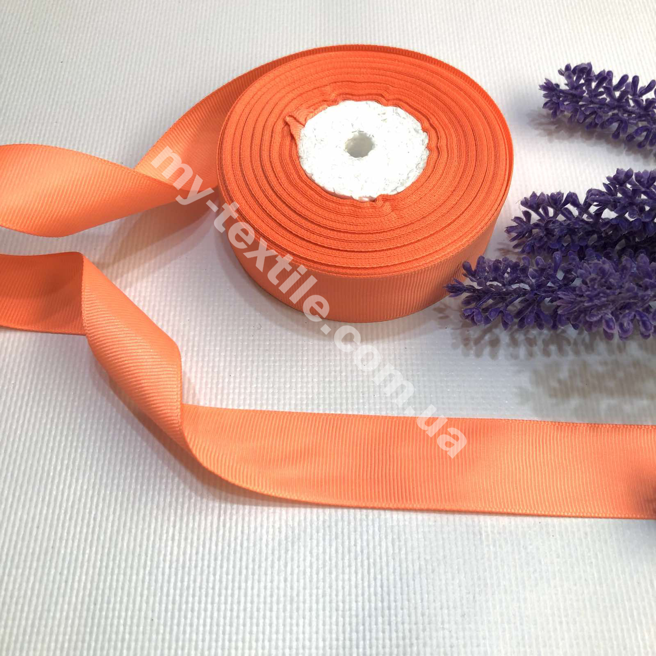 Репсова стрічка однотонна 2,5 см 23 м Помаранчевий, фото 1