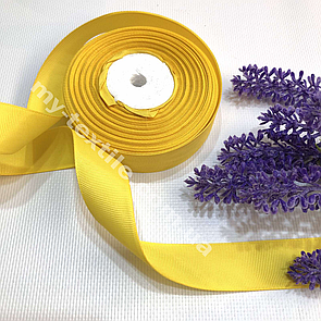 Репсова стрічка однотонна 2,5 см 23 м Жовтий