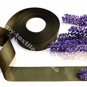 Репсова стрічка однотонна 2,5 см 23 м Хакі
