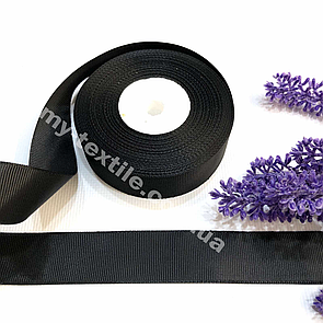 Репсова стрічка однотонна 2,5 см 23 м Чорний