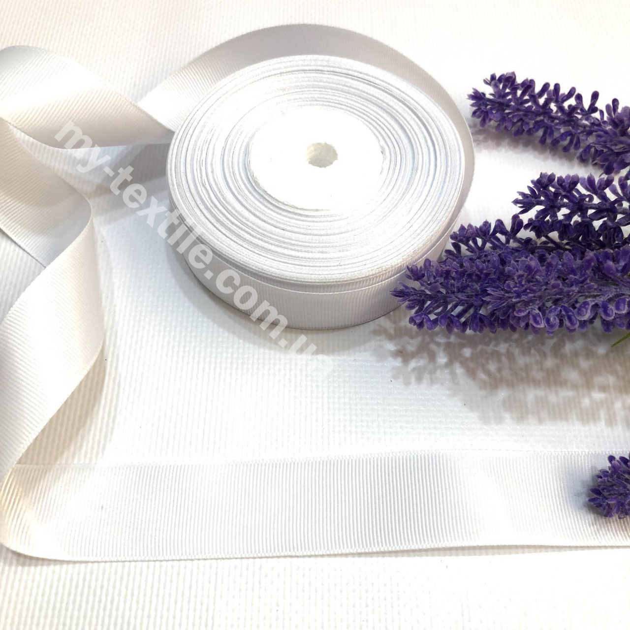 Репсова стрічка однотонна 2,5 см 23 м Білий, фото 1